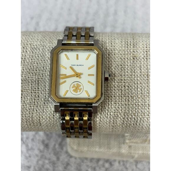 Tory Burch Women's Silver Gold Robinson TBW1501 Wristwatch AS IS #63699 - Picture 1 of 9